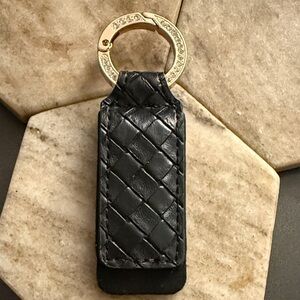 Quilted Leather Keychain with Gold Rhinestone Key ring | Keychain | Key-holder